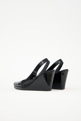 Prada Patent Peep Toe Wedge