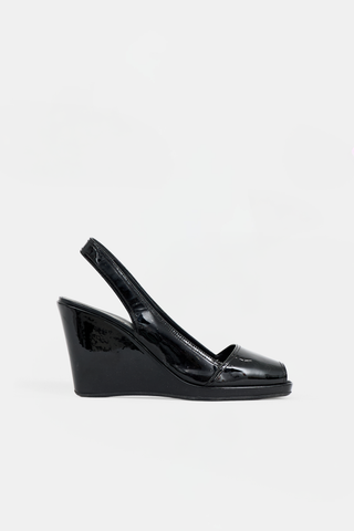 Prada Patent Slingback Wedge Sandal