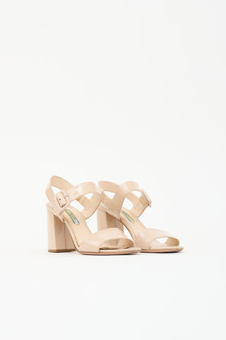 Prada Patent Block Heel Sandal