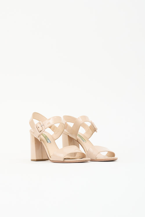 Prada Patent Block Heel Sandal