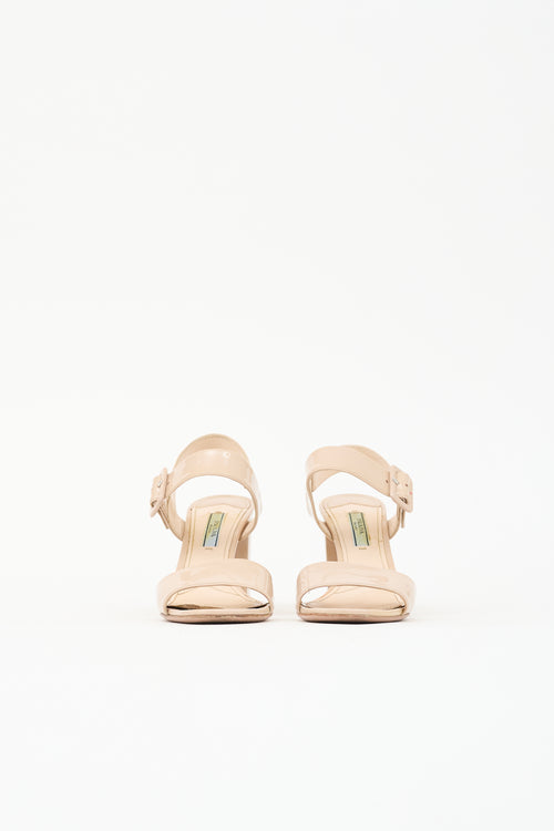 Prada Patent Block Heel Sandal
