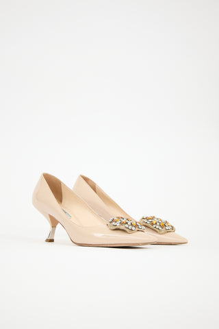 Prada Patent Embellished Pump