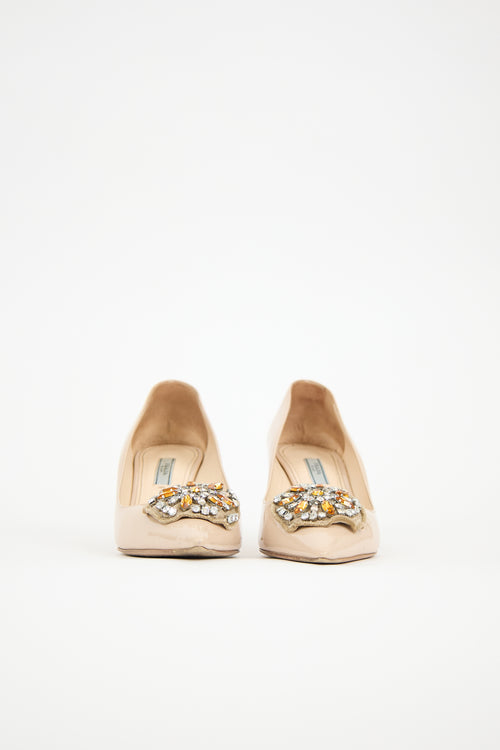 Prada Patent Embellished Pump