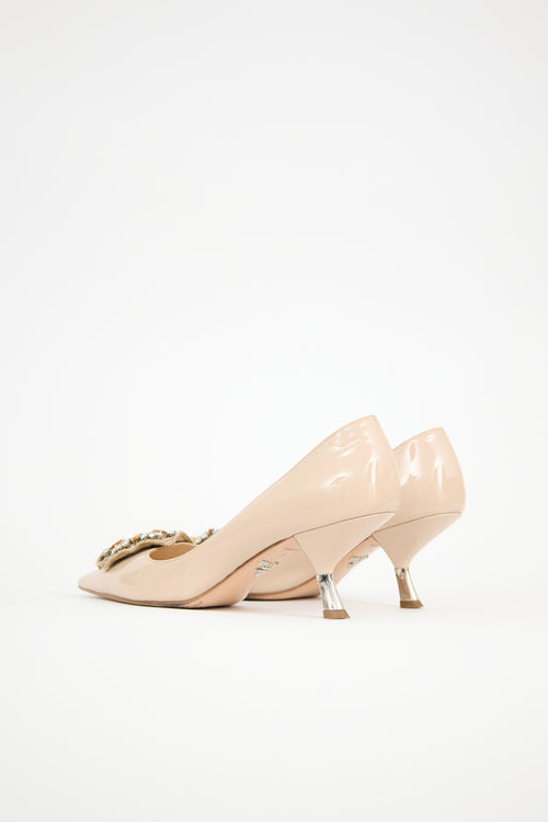 Prada Patent Embellished Pump