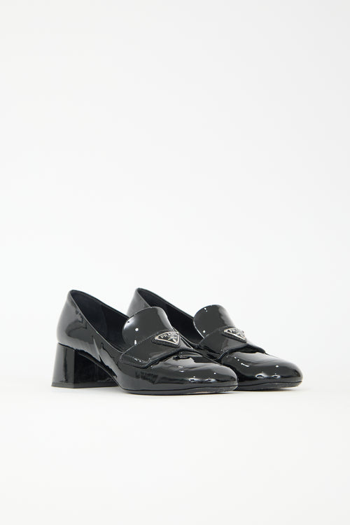 Prada Patent Heeled Penny Loafer