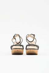 Prada Patent & Cork Wedge Sandal