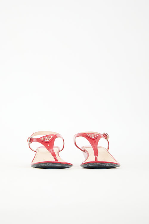Prada Patent Logo Wedge Sandal