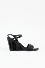 Prada Patent Logo Wedge Sandal