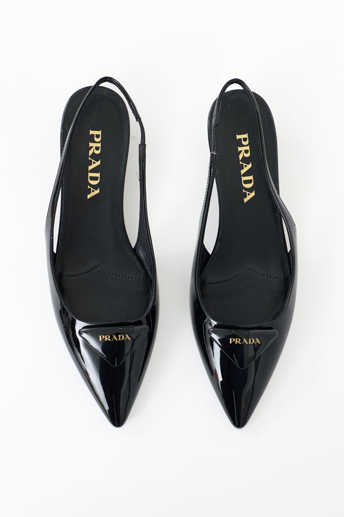 Prada Patent Triangle Slingback Flat