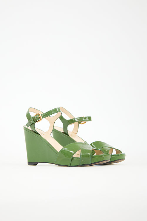 Prada Patent Wedge Sandal