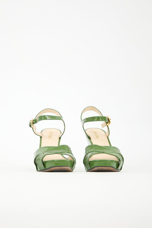 Prada Patent Wedge Sandal