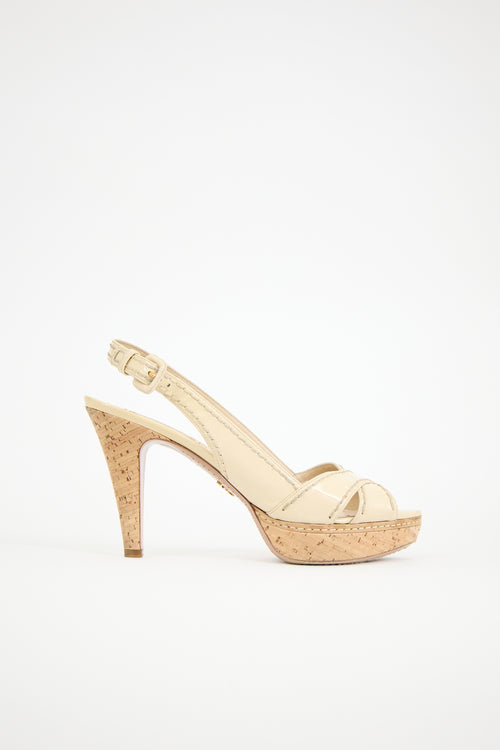 Prada Patent & Cork Slingback Pump