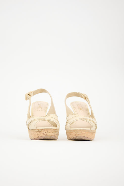 Prada Patent & Cork Slingback Pump