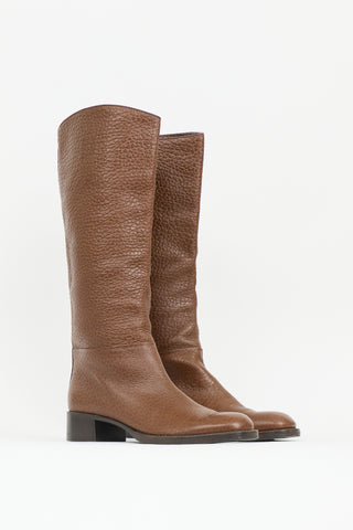 Prada Pebbled Leather Boot