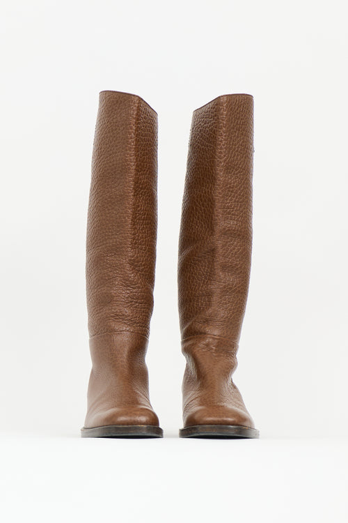 Prada Pebbled Leather Boot