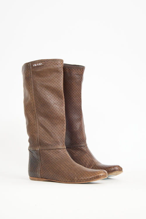 Prada Perforated Leather Boot