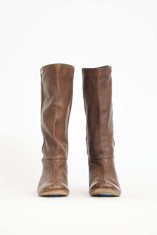 Prada Perforated Leather Boot