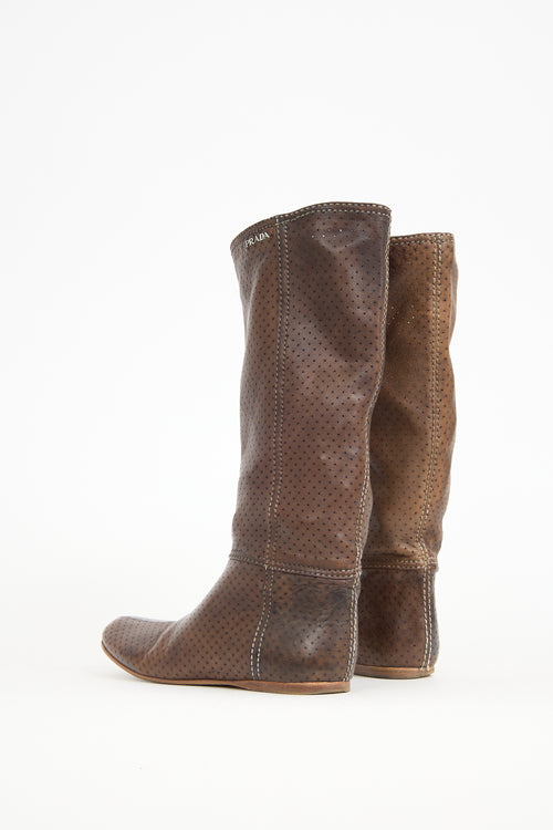 Prada Perforated Leather Boot