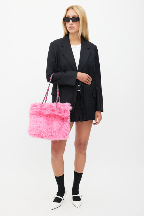 Prada Pink Eco Pelliccia Faux Fur Tote Bag