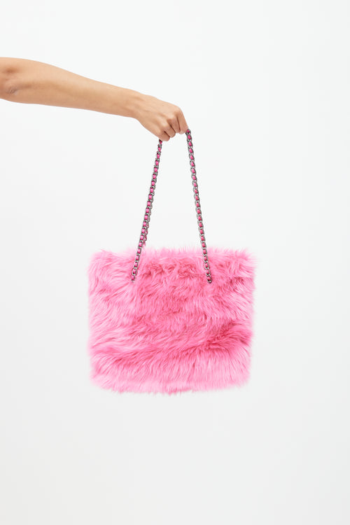 Prada Pink Eco Pelliccia Faux Fur Tote Bag