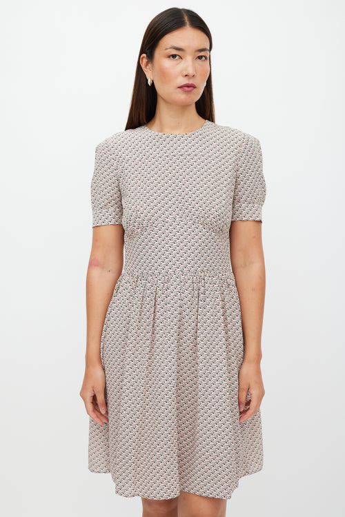 Prada Pink & Green Silk Geometric Dress