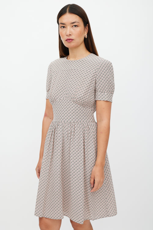 Prada Pink & Green Silk Geometric Dress