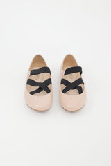 Prada Pink & Black Leather Strappy Ballet Flat
