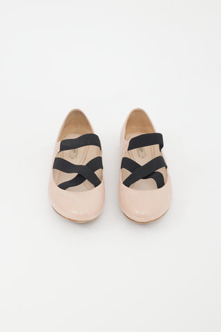 Prada Pink & Black Leather Strappy Ballet Flat