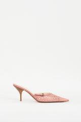 Prada Pink Leather Perforated Heeled Mule