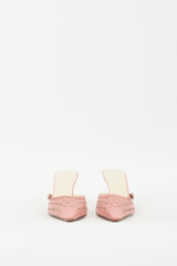 Prada Pink Leather Perforated Heeled Mule