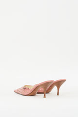 Prada Pink Leather Perforated Heeled Mule