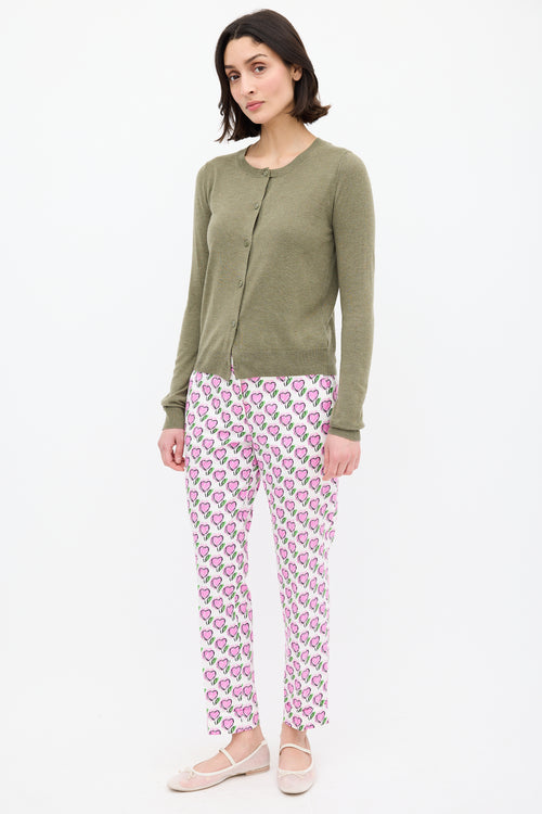 Prada Pink & Multi Heart Printed Slim Trouser