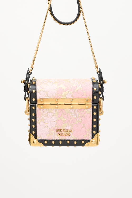 Prada Pink & Multicolour Floral Mini Treasure Trunk Cahier Bag