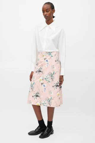 Prada Pink & Multicolour Floral Skirt