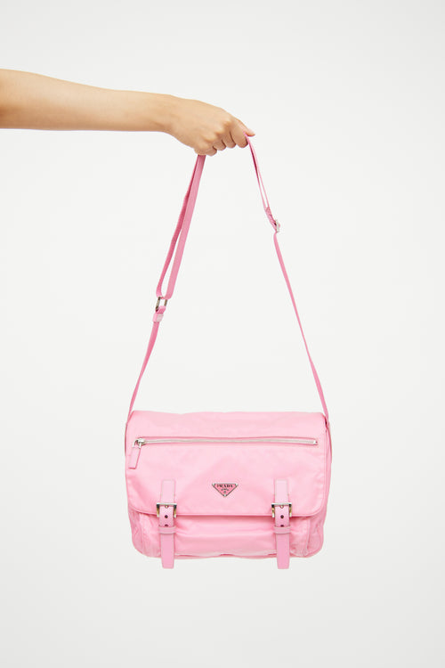 Prada Pink Nylon Messenger Bag