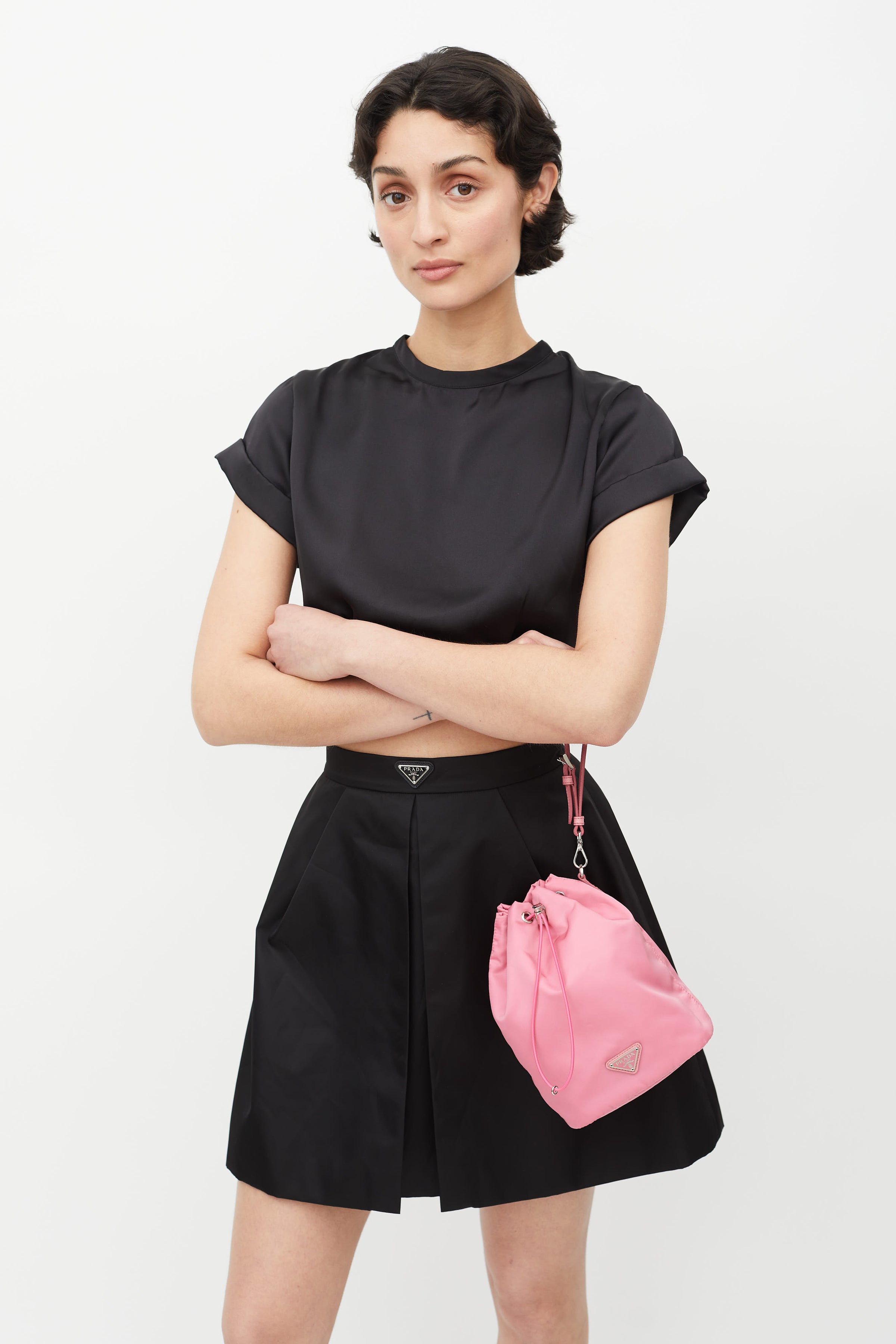 Strathberry // Pink & Black Lana Bucket Bag – VSP Consignment