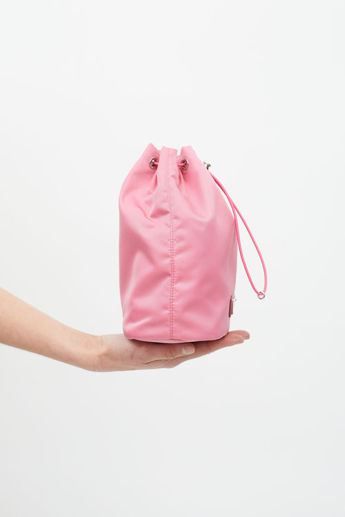 Prada Pink Nylon Tessuto Bucket Bag