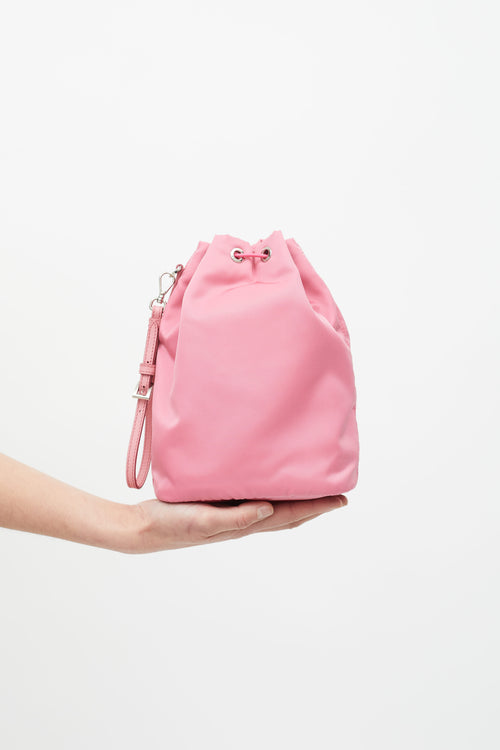 Prada Pink Nylon Tessuto Bucket Bag