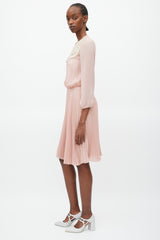 Prada Pink & Yellow Pleated Beaded Dress