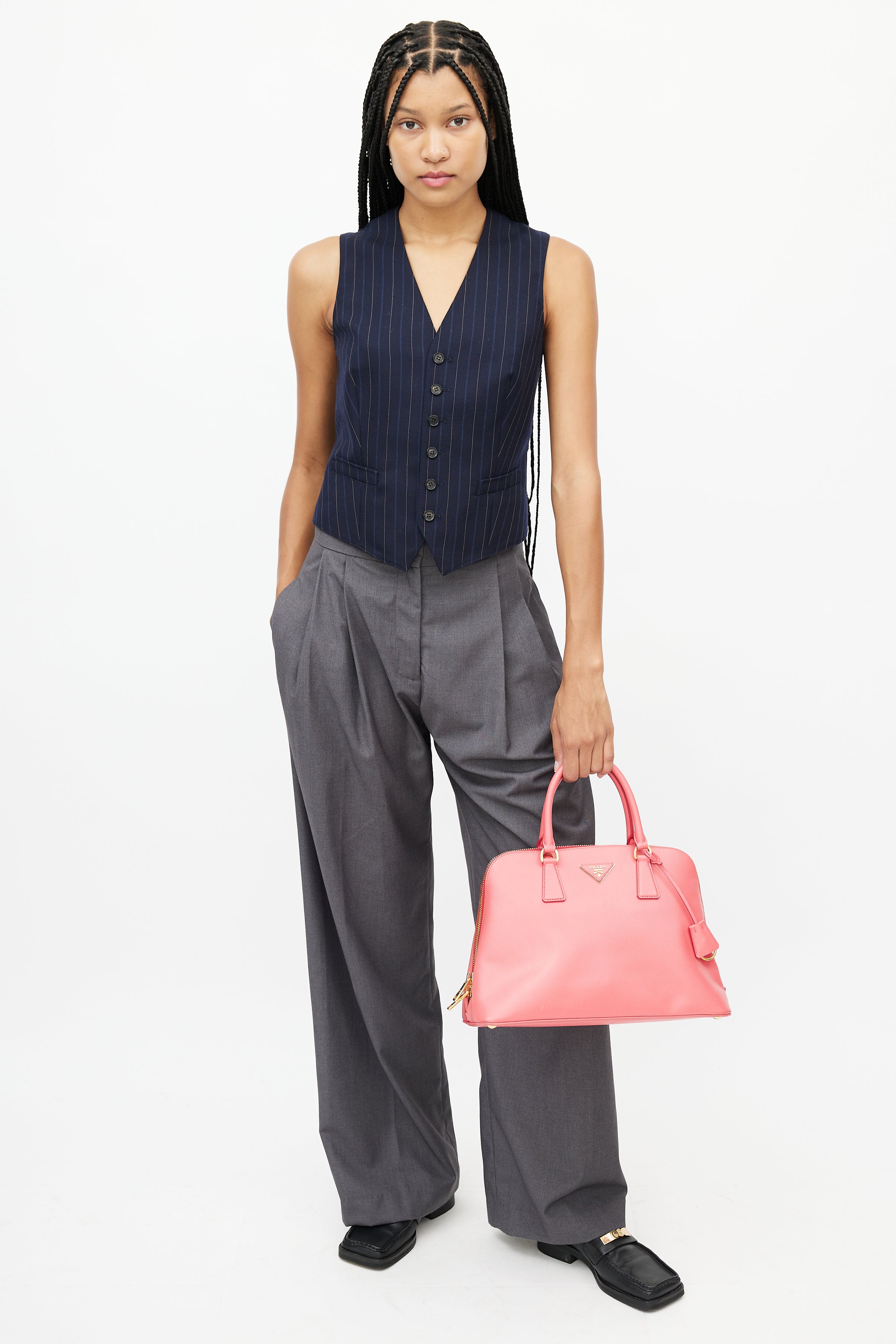 Prada // Pink Medium Saffiano Leather Double Bag – VSP Consignment