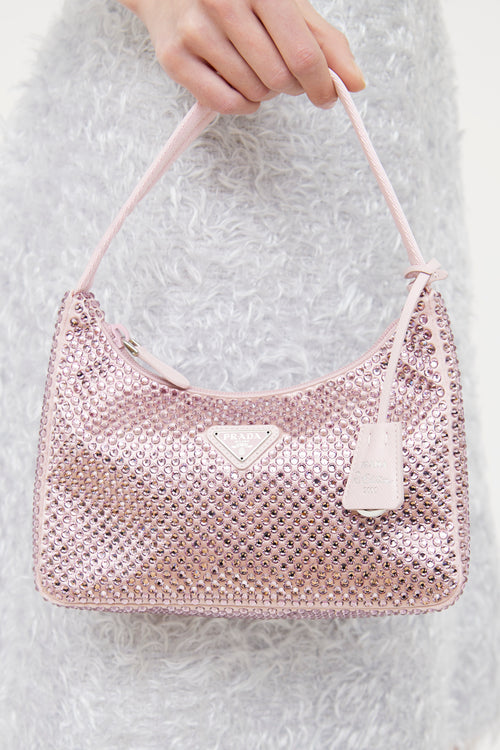 Prada 2021 Pink Crystal Re-Edition Bag