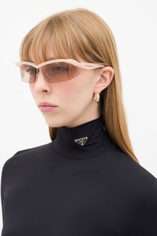 Prada Pink SPRA25 Rectangular Shield Sunglasses