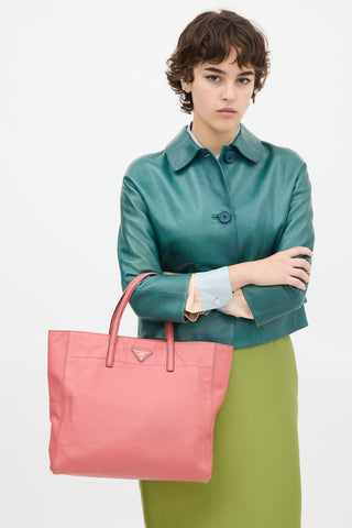 Prada Pink Saffiano Leather Tote Bag