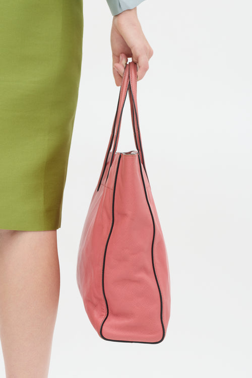 Prada Pink Saffiano Leather Tote Bag