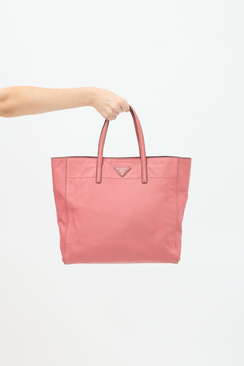 Prada Pink Saffiano Leather Tote Bag