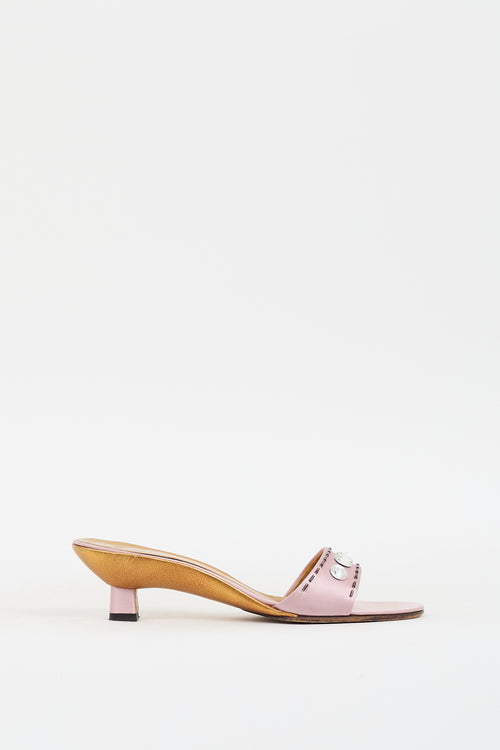 Prada 2000s Pink Satin Embellished Mule