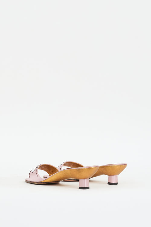 Prada 2000s Pink Satin Embellished Mule