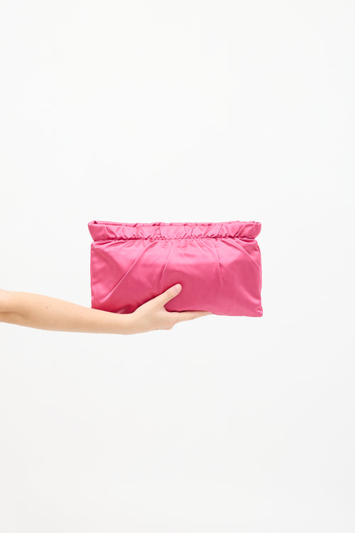 Prada Pink Satin Zip Clutch