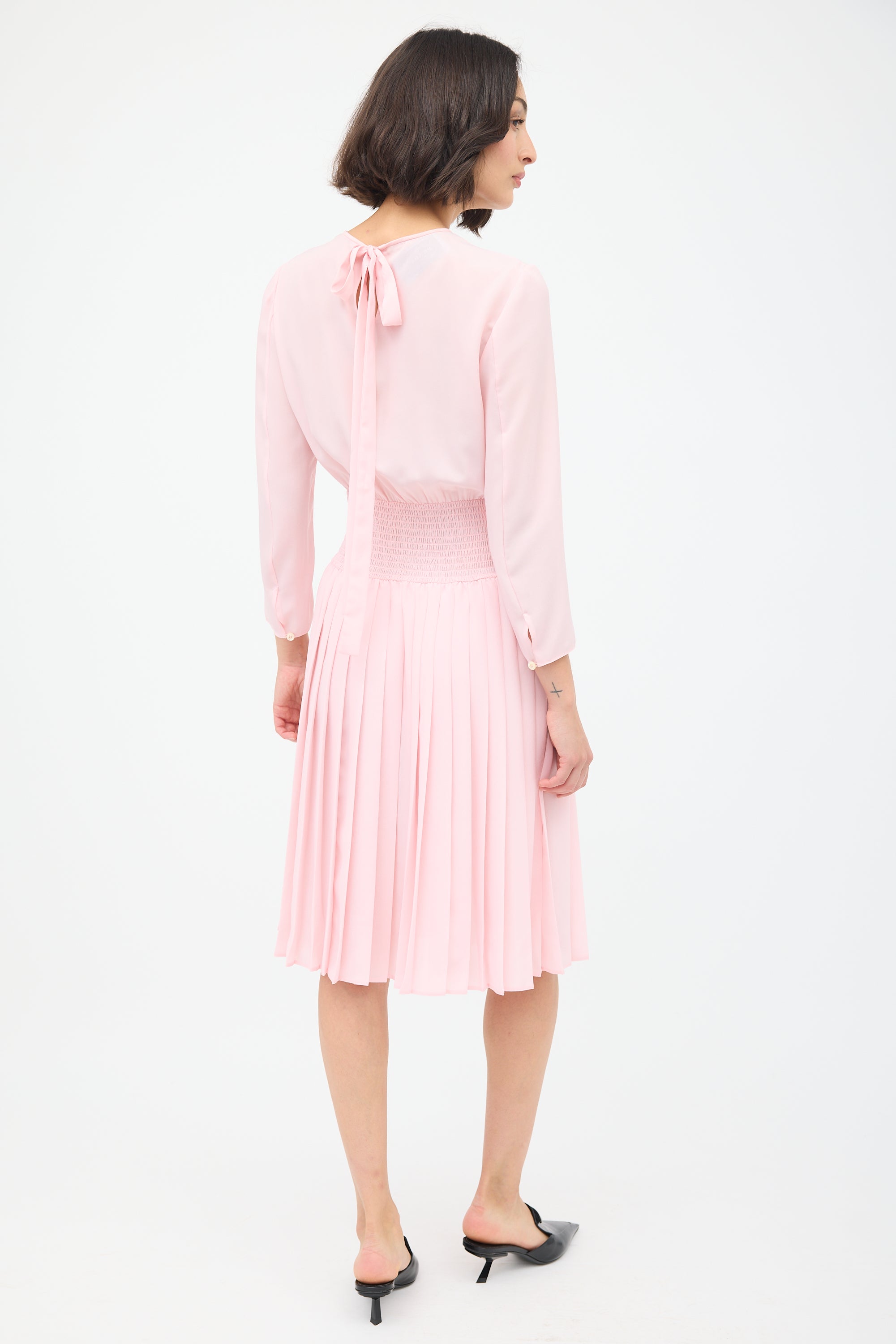 Prada // Smocked & Pleated Midi Dress VSP Consignment Prada // Smocked & Pleated Midi Dress VSP Consignment