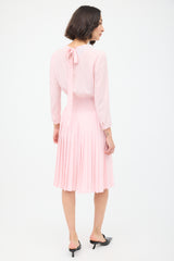 Prada Pink Smocked & Pleated Midi Dress